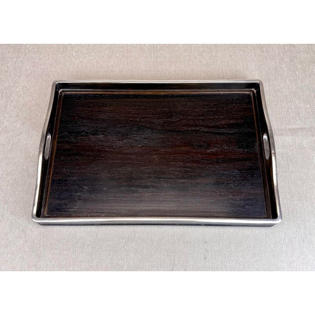 Early 20th Century Japanese Silver-Mounted Zitan Wood Tea Serving Tray For Sale - Image 11 of 12
