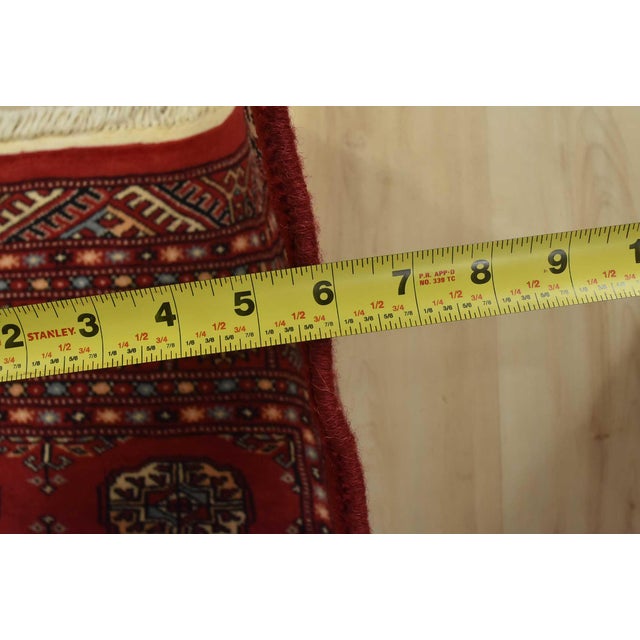 Bokhara Rug 4’1” X 6’4” Red Wool Tribal Hand-Knotted Oriental Carpet For Sale - Image 9 of 11