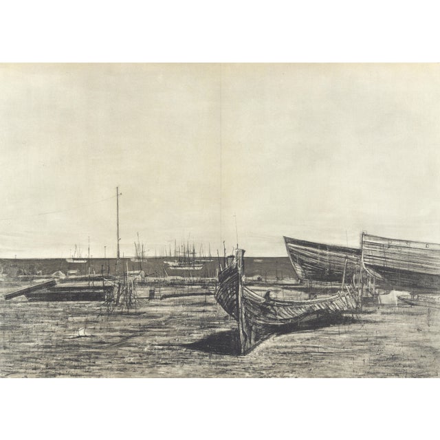 Original lithograph after the painting "Les Epaves" (The Wreckage) by Jean Carzou, published in the 1959 monograph...
