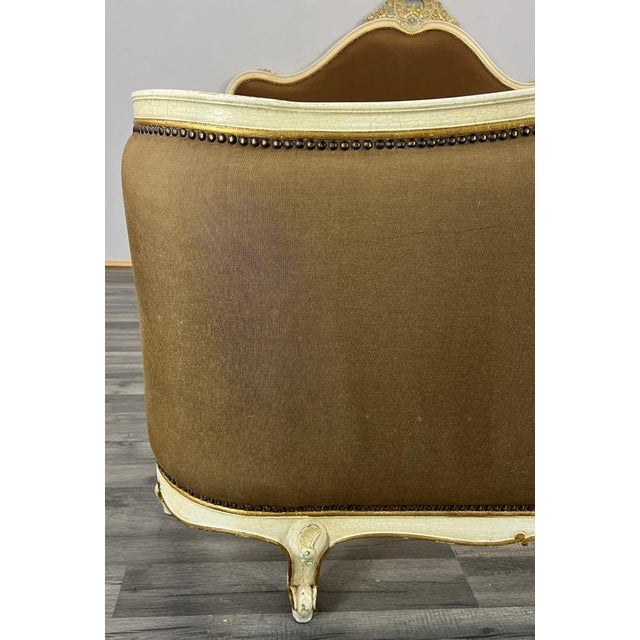 Vintage French Shabby Chic Upholstered King Size Bed Frame For Sale - Image 6 of 14