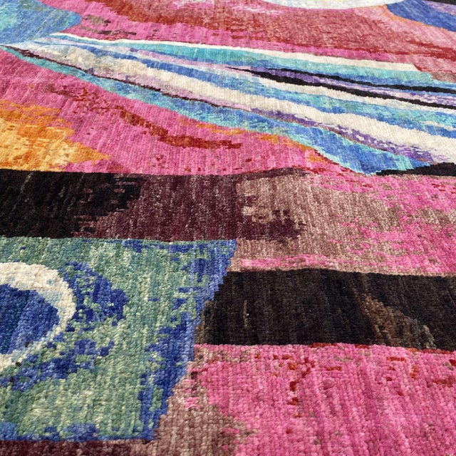 After Wassily Kandinsky Modern Hand-Knotted Wool Rug - 4'3" X 5'7" For Sale - Image 13 of 18