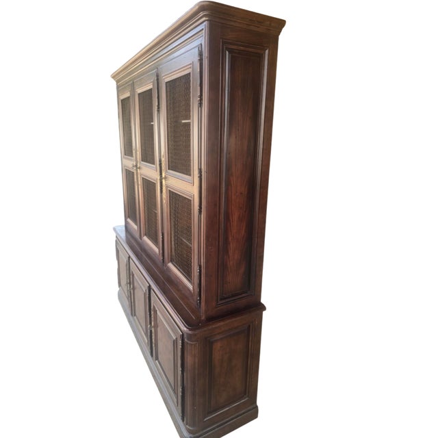 Henredon Vintage Henredon Burl Wood Display Cabinet, Bookcase or China Cabinet For Sale - Image 4 of 12