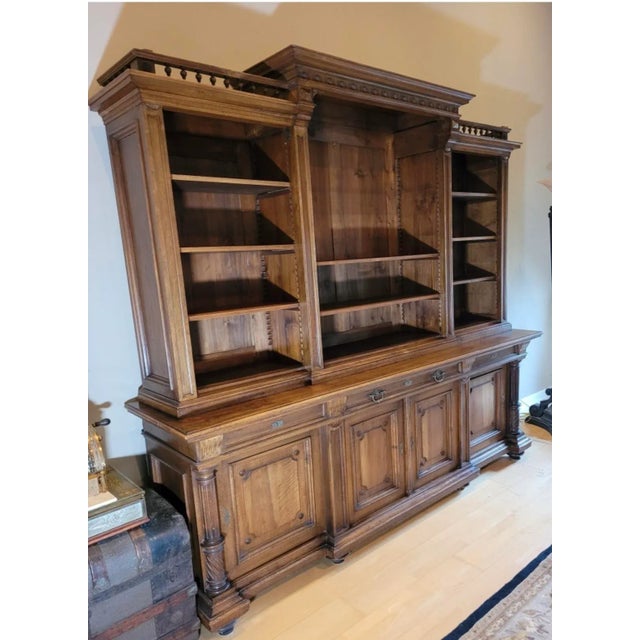 Late 19th Century 60% Off! Large Antique European Breakfront Bookcase Cabinet For Sale - Image 5 of 11