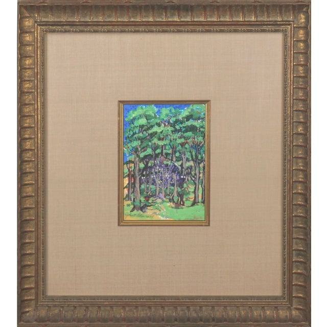 1990s "Forest Wonder" Fauvist Landscape Mixed-Media Painting by John Francis, Framed Stenvall For Sale