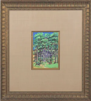 1990s "Forest Wonder" Fauvist Landscape Mixed-Media Painting by John Francis, Framed Stenvall