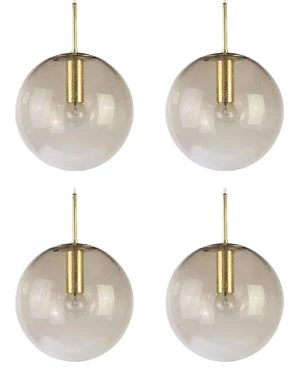 Brass with Smoked Glass Ball Pendant from Limburg, Germany, 1970s