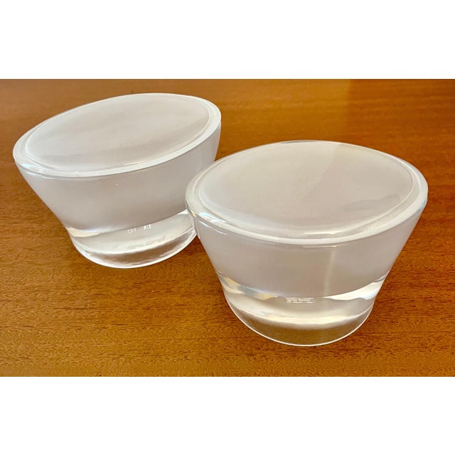 Oval Frosted Lidded Glass Boxes - A Pair For Sale In Los Angeles - Image 6 of 10