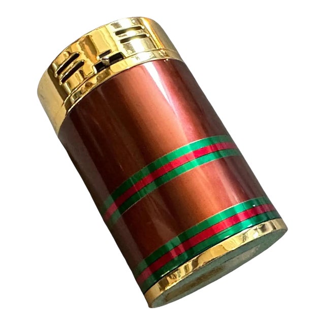 1980s Modern Brass and Lacquer Table Lighter by Gucci For Sale