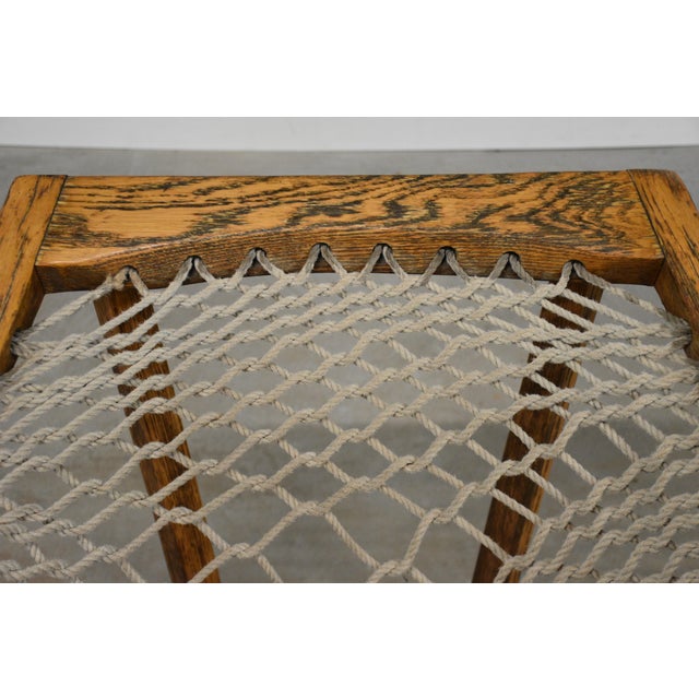 Brown 1970s Modern Oak Net Chair For Sale - Image 8 of 9