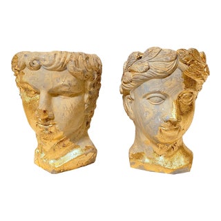 Vintage Greek God & Goddess Plaster Busts - a Pair For Sale