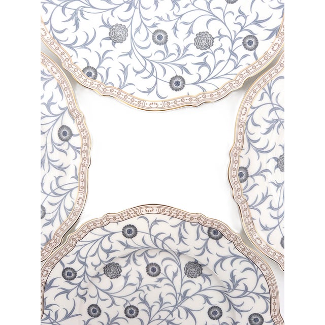 2020s Morris & Co. Porcelain Dessert Plates With Botanical Pattern and Scalloped Edges - Set of 4 For Sale - Image 5 of 9