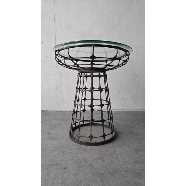 1980s Vintage Rustic European Style Garden Patio Table For Sale - Image 5 of 8