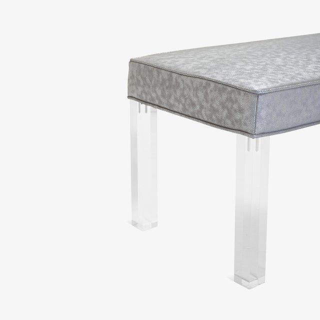 Mid-Century Modern Prism Bench in Sharkskin Motif Leather by Montage For Sale - Image 3 of 7