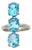 Unique Design 7.53 Carat Blue Topaz Three Stone Ring in 925 Silver - Size 8 For Sale