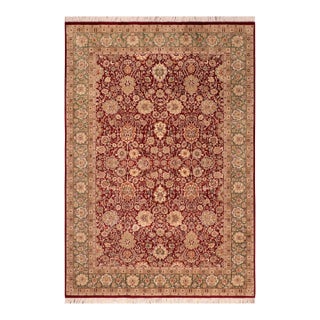 Floral 1990's Pak-Persian Maroon/Green Wool Rug - 6'1'' X 9'0'' For Sale