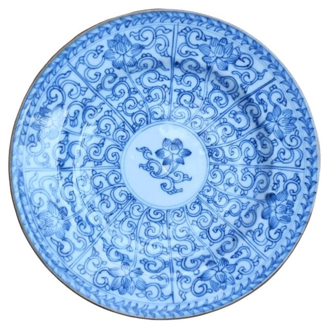 Ceramic 17th Century Late Ming Chinese Wanli Blue and White Porcelain Dish For Sale - Image 7 of 7