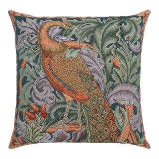 Morris Peacock Right Regular Cushion With Feather Filler - 46x46cm (18"x18") For Sale
