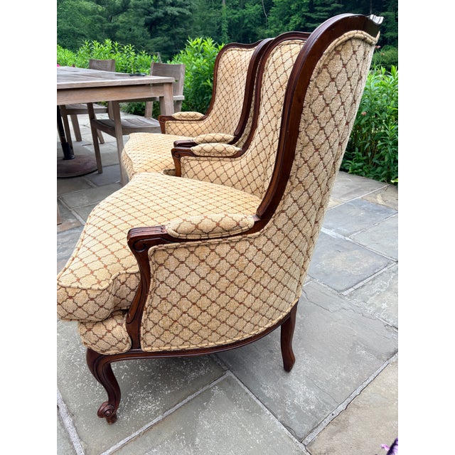 Pair of Vintage French Provincial Wingback Chair From Ethan Allen For Sale In New York - Image 6 of 8