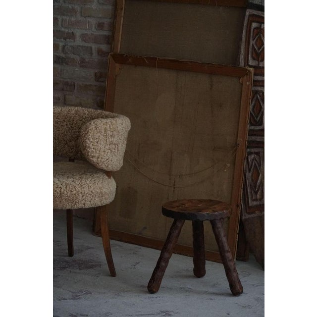 Set of Mid-Century Modern Swedish Wabi Sabi Carved Stools in Pine, 1960s For Sale - Image 6 of 16