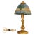 A good antique Art Noveau American reverse painted landscape table table lamp, circa 1920. The dome shaped lampshade with...