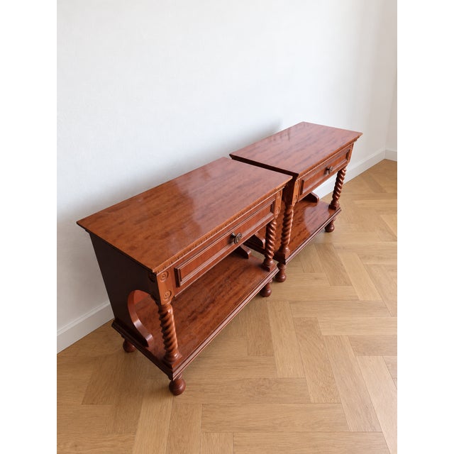 Mahogany Nightstands with Twisted Brackets, 1950, Set of 2 For Sale - Image 3 of 6