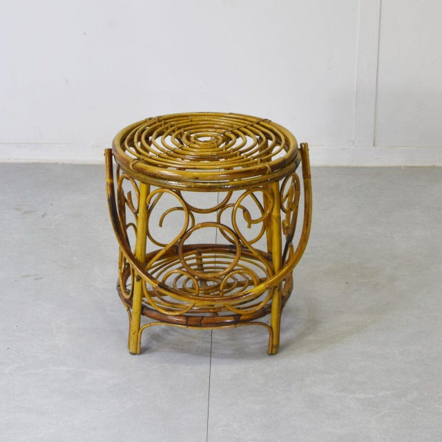 Vintage Bamboo & Rattan Ottoman, 1960s For Sale - Image 10 of 10