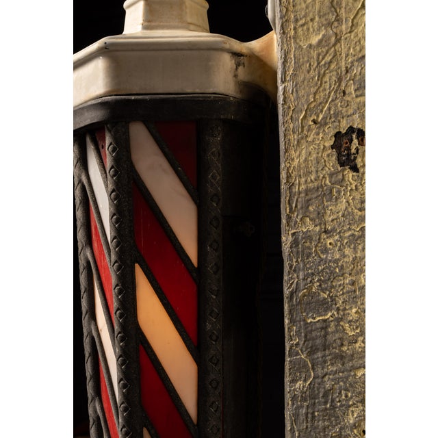 1920s Koken Stained-Glass Illuminated Wall-Mounted Barber Pole For Sale In Chicago - Image 6 of 15