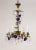 Art Nouveau 1910s Indigo Blue Crystal Flowers & Gilt Vine Chandelier For Sale - Image 3 of 13