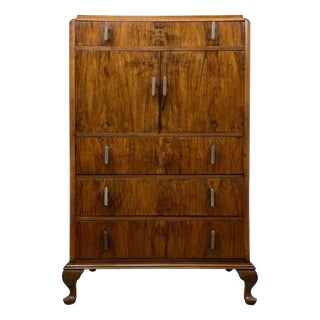 Antique Figured Walnut Cabinet, 1900s For Sale