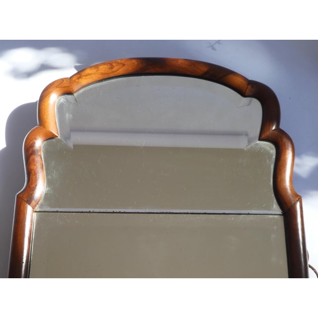 Large Antique Wooden Scalloped Mirror in Oak with Beveled Glass For Sale - Image 6 of 9