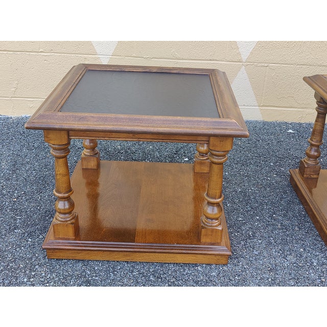 Mid 20th Century Vintage Ethan Allen Mid Century Pillar Side Tables - a Pair For Sale - Image 5 of 10