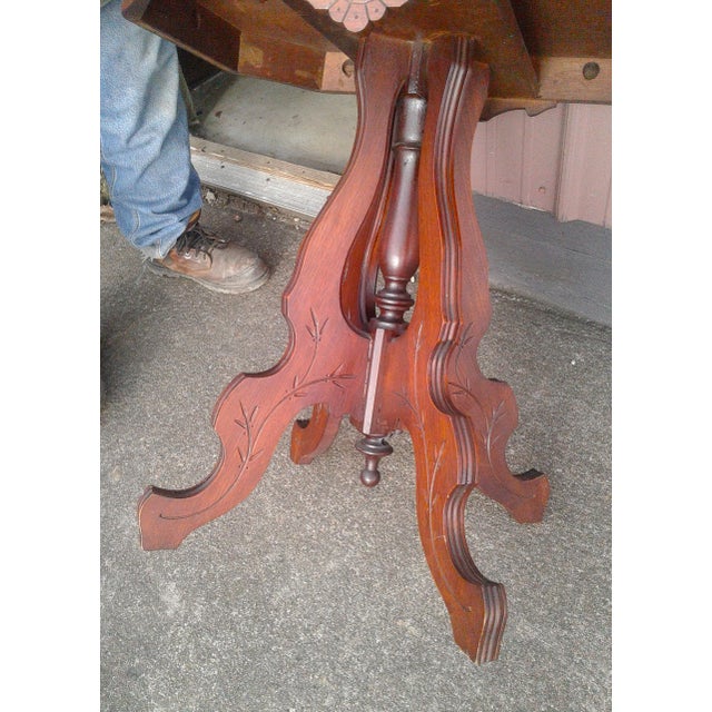 Antique Victorian Eastlake Solid Walnut Parlor Table 1870s For Sale - Image 13 of 18
