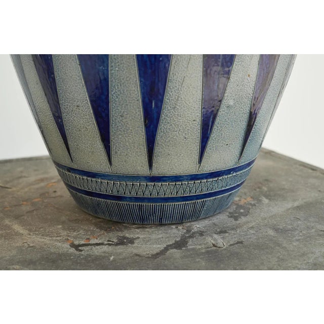 Stone Large Stoneware Salt Glazed Vase by Jos Kalb for La Roche, Belgium, 1940s For Sale - Image 7 of 10