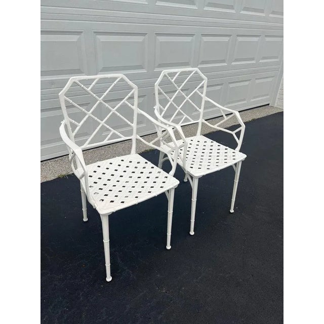 Brown Jordan Pair of White Faux Bamboo “Calcutta” Chairs by Brown Jordan For Sale - Image 4 of 18