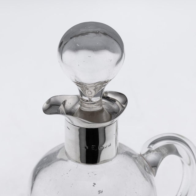 Antique English Silver and Cut Glass Whisky Decanter, 1902 For Sale - Image 9 of 16