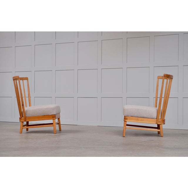 Set of Scandinavian Modern Pine Lounge Chairs, 1950s For Sale - Image 3 of 14