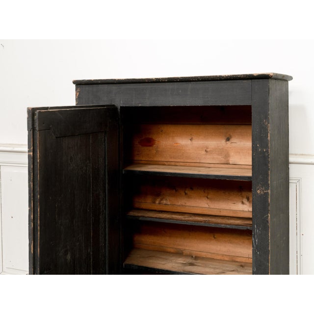 Antique Primitive Black Fir Wood Storage Cabinet For Sale - Image 3 of 16