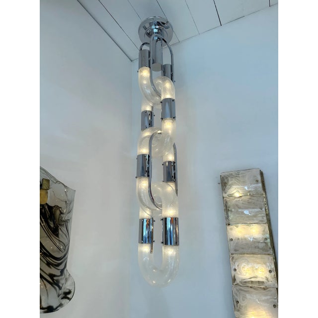 Chain Chandelier Murano Glass Metal by Aldo Nason for Mazzega, Italy, 1970s For Sale - Image 6 of 13