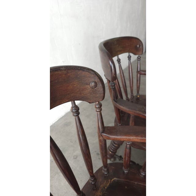 Pair of Antique English Jacobean Windsor Lounge Chairs For Sale - Image 11 of 12