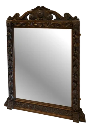 19th Century Victorian Carved Oak Wall Mirror, 1860s