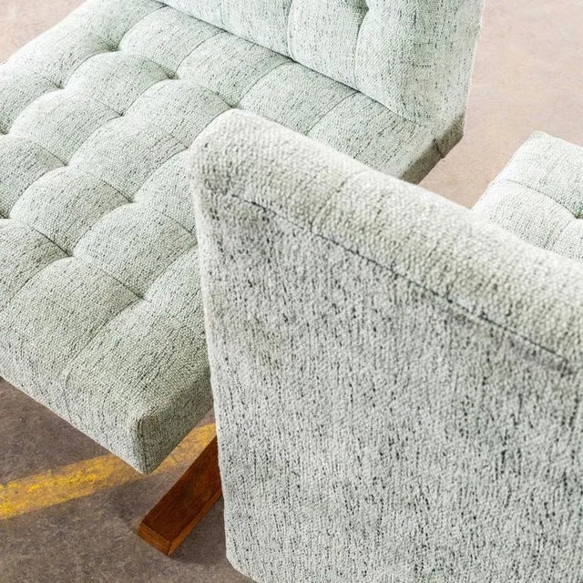 1970’s Ludvik Volak Sea Foam Slubbed Weave Reupholstered Bratislava Side Chairs. Sourced direct in the Czech republic,...