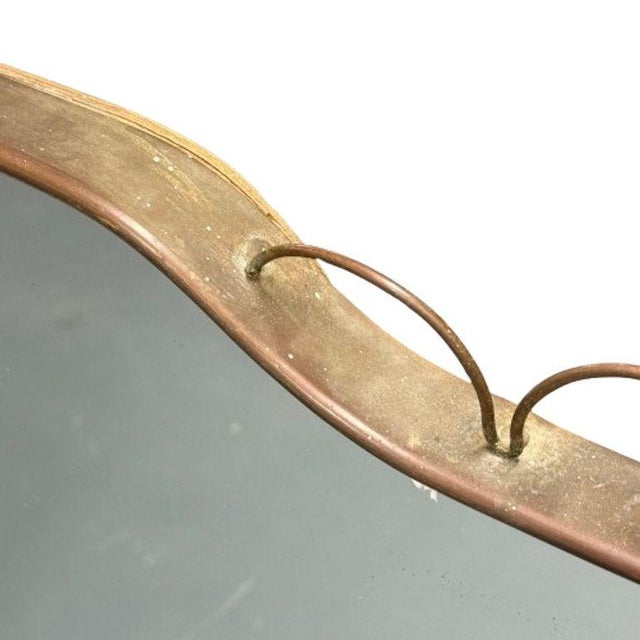 Osvaldo Borsani Attr, Monumental Wall Mirror, Tinted Mirror, Brass, Italy, 1940s For Sale - Image 11 of 14