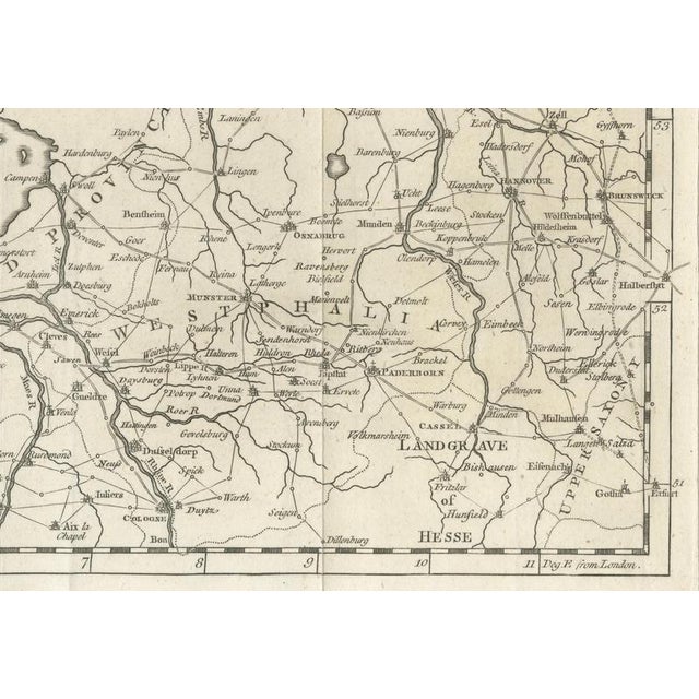 Antique Military Map of Westphalia, Germany, 1763 For Sale - Image 5 of 10