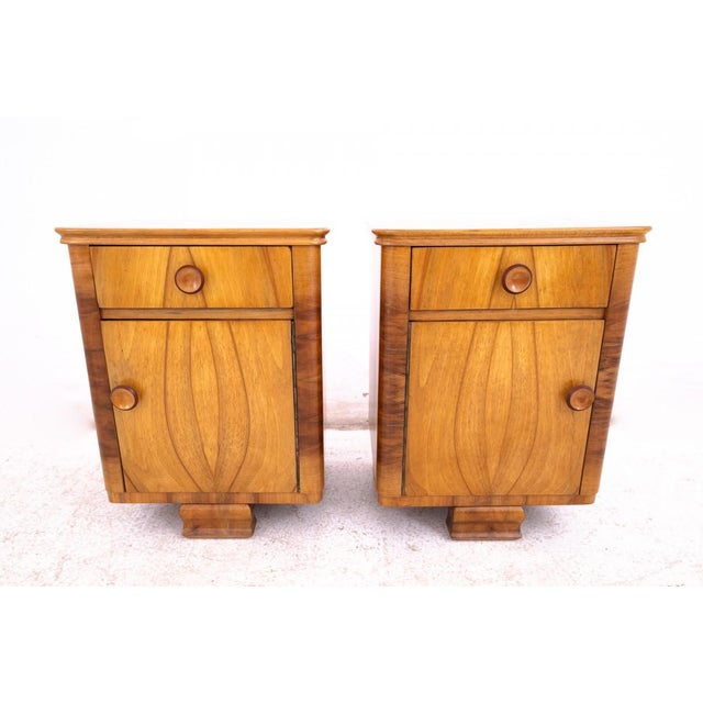 Wood Vintage Polish Art Deco Nightstands, 1940s, Set of 2 For Sale - Image 7 of 13