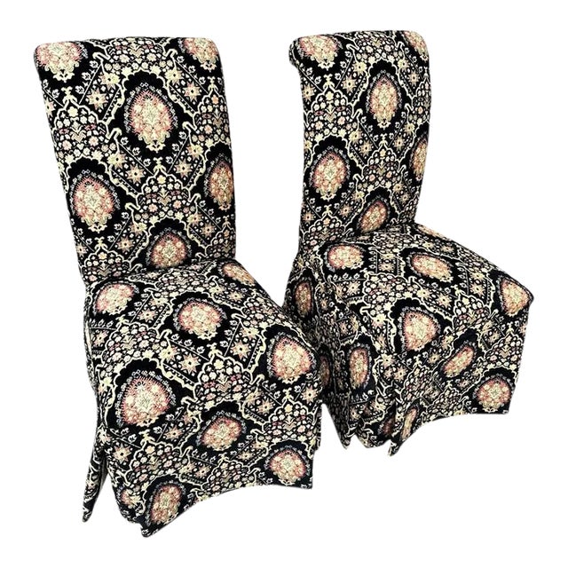 Pair of Spanish and Moorish Style Tapestry Upholstered Accent Chairs