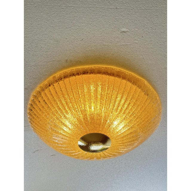 Glass Venetian Lens Amber Graniglia Murano Glass Flush Mount by Simoeng for Simoeng For Sale - Image 7 of 7