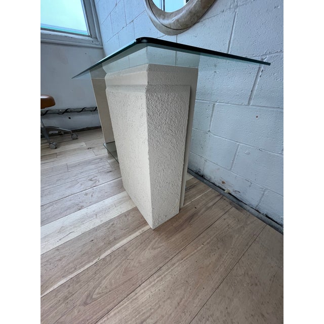 Postmodern Faux Stone Tiered Console Table, Plaster and Wood For Sale - Image 9 of 10