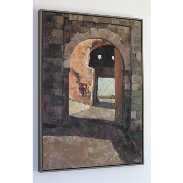 Michelle Arnold Paine Contemporary Impressionist Italy Medieval Gate Framed Original Oil Painting For Sale - Image 4 of 8