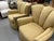 Chic pair of channel back scalloped swivel chairs ready to use as found or upholster in your favorite fabric. Nice...