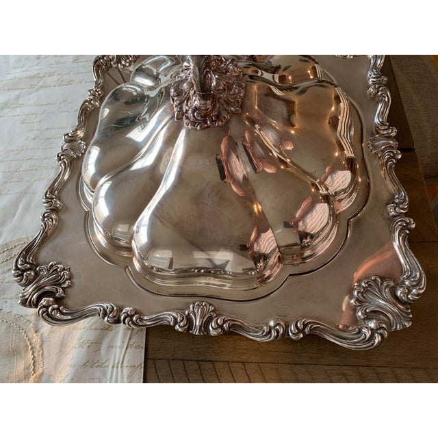 Victorian Vintage Large W&S Blackinton Chased Scroll & Drape Silverplate Entree Serving Dish For Sale - Image 3 of 13